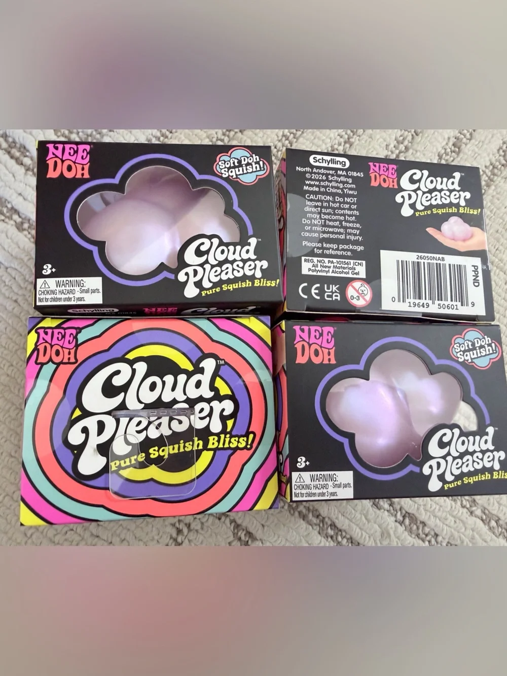 Bundle of 4 Nee Doh Cloud Pleaser Soft Squish Kids Toy - Pink